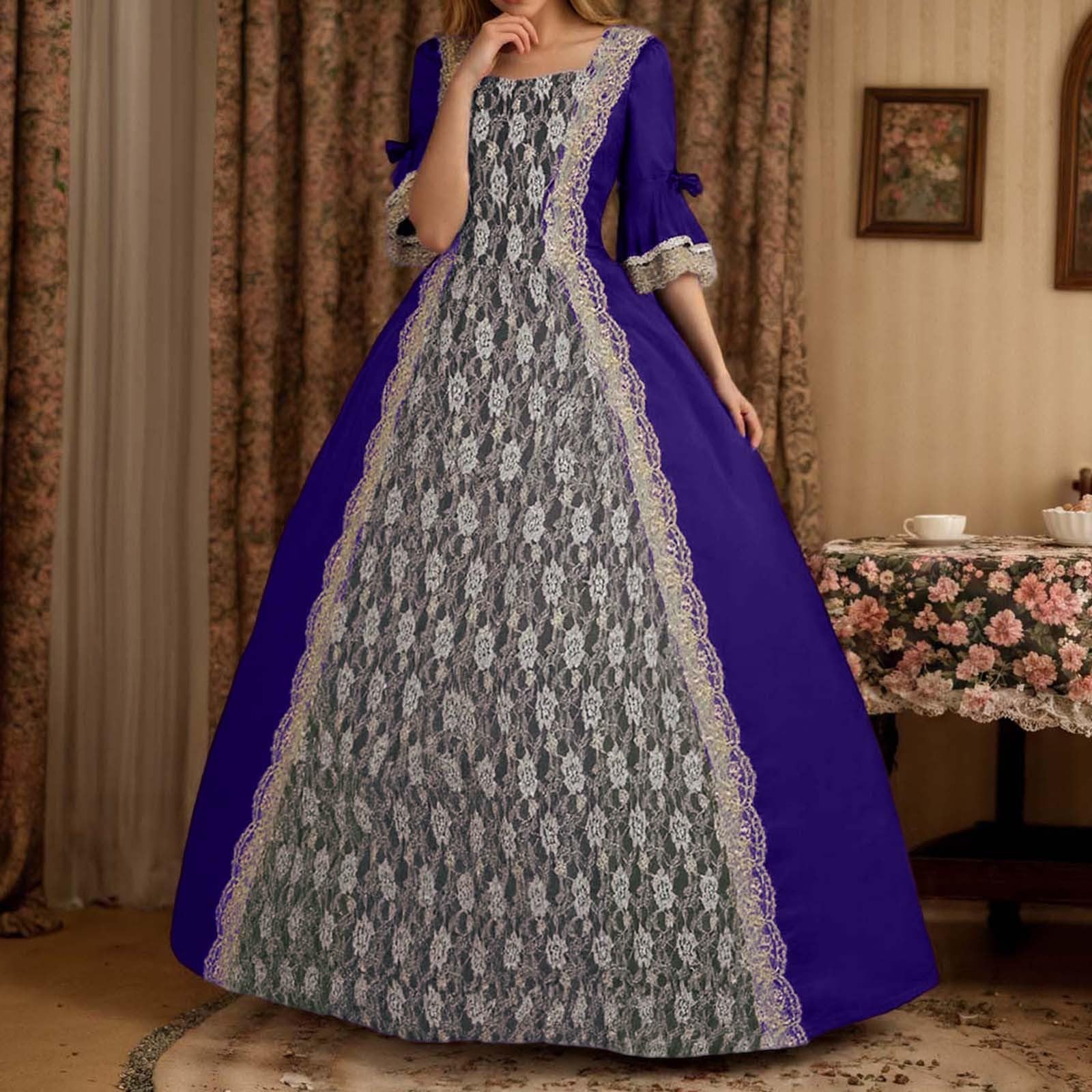 Robe Femme Coupe Ample et Fluide pour Un Style bohème Chic et Estival d'halloween Gothique en Dentelle féminine Longue à Grande Jupe avec Dentelle ajourée Style élégant Polyvalent pour Cosplay soirée