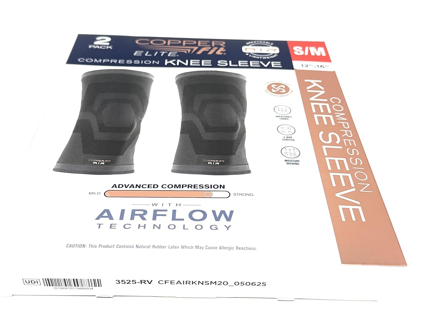 Copperfit Elite Air Knee Compression Sleeve, S/M, 2 Pack, Joint Pain Relief (Small/Medium (12"-16")) - Image 7