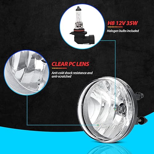 Miniatura 4 de Conjunto de luces antiniebla para GMC Sierra 1500 2007 2008 2009 2010 2011 2012 2013 Kit de lámpara antiniebla de repuesto para Sierra 2500 3500 HD