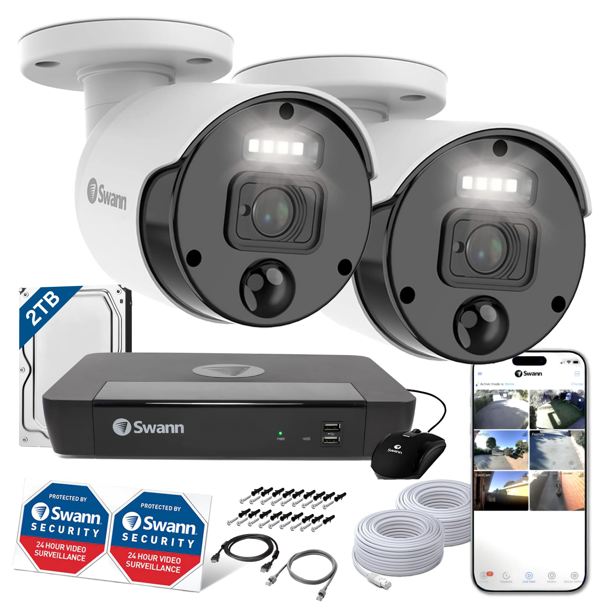 監視カメラ　Swann Smart Security System 1080P Amazon.co.jp: Swann 警告ライト搭載防犯カメラ 1080p フルHD スマート