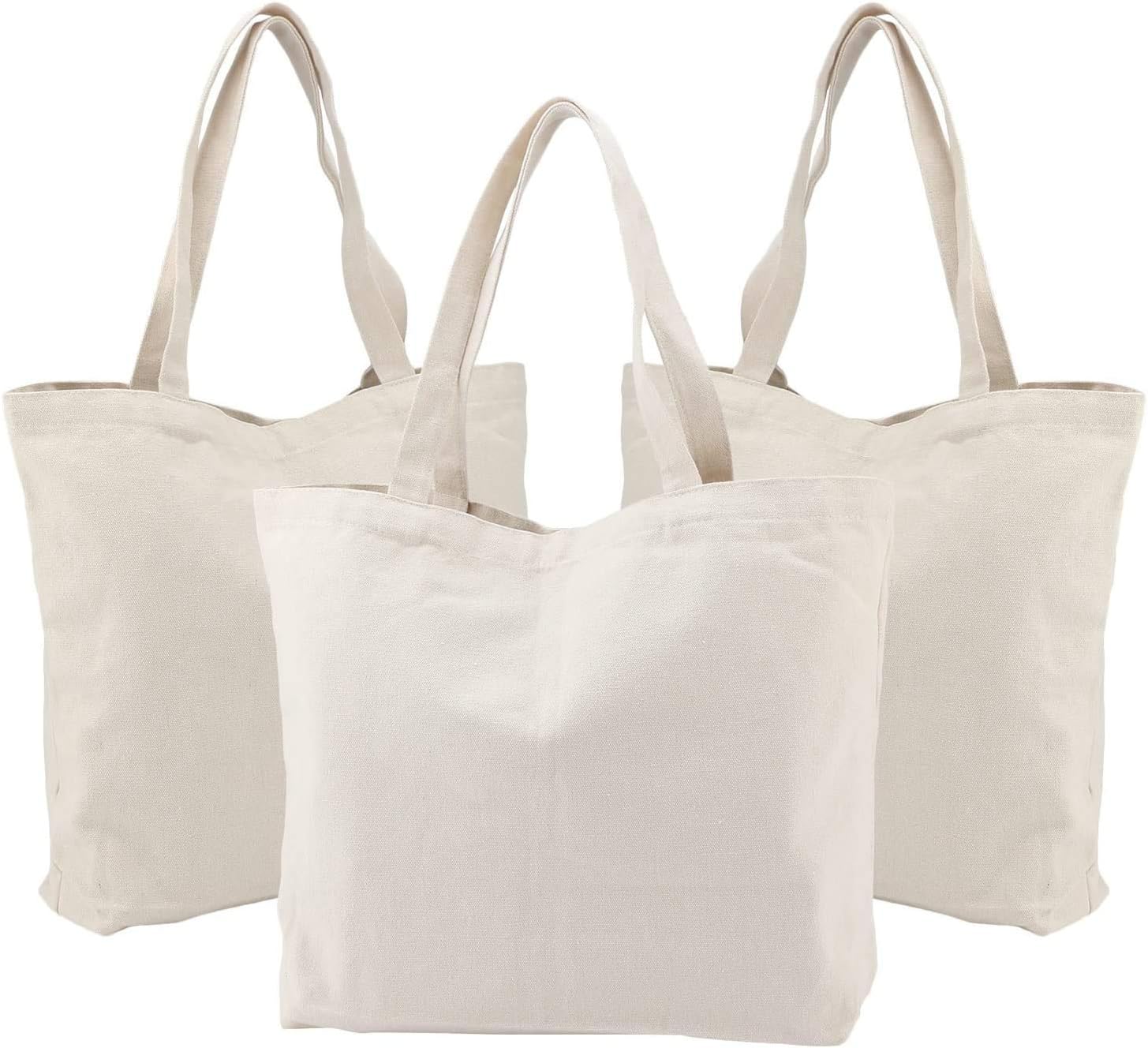 Large Blank Canvas Tote Bags, 3 Pcs Segarty 20x15 inch Tote Bag