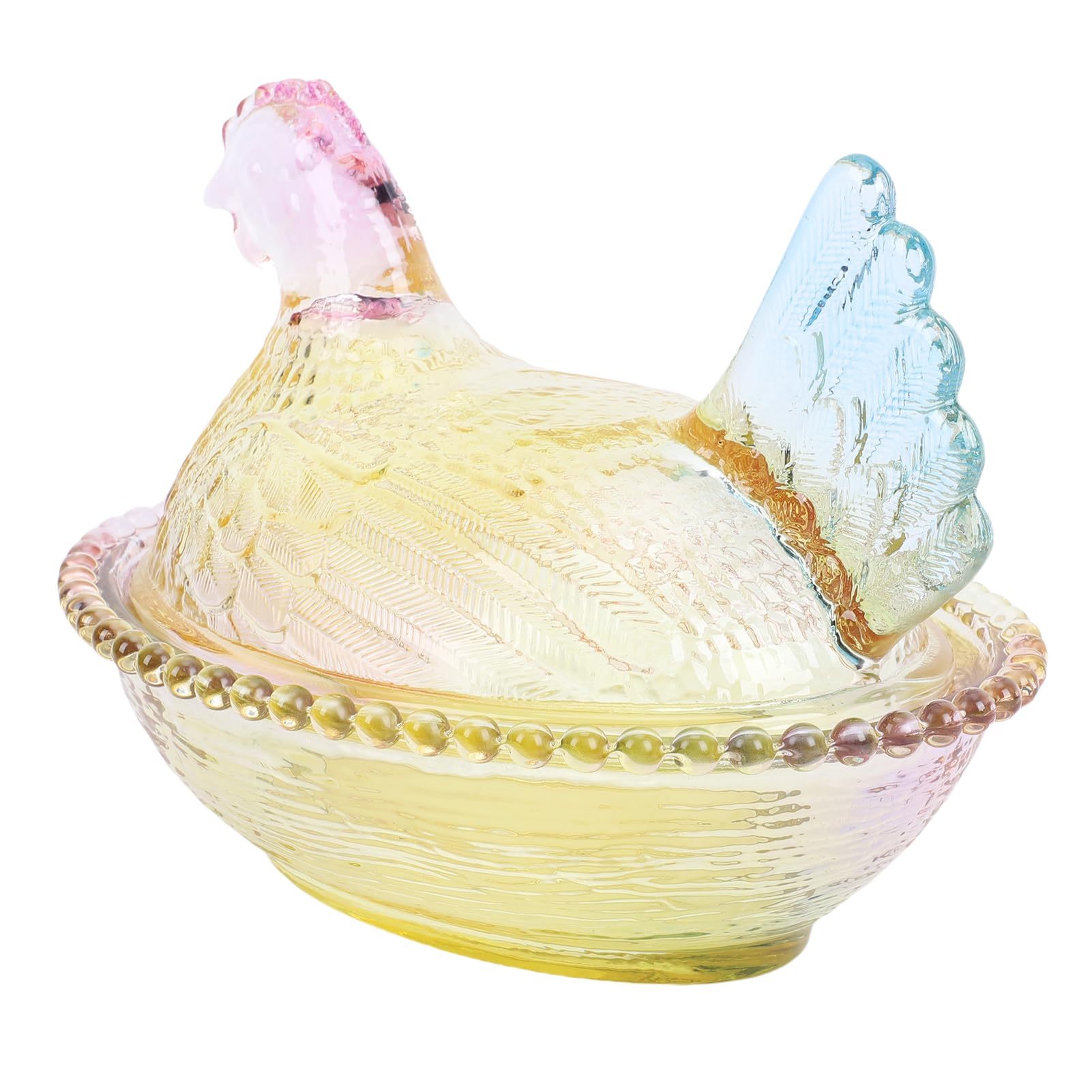 Plat à bonbons en verre cristal poulet vintage avec couvercle pot décoratif