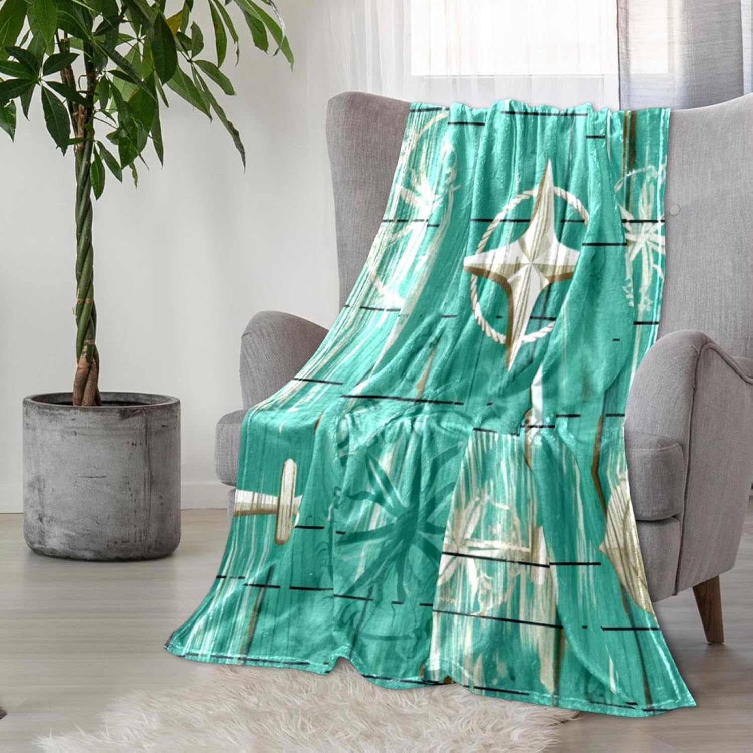 LOWRYS FARM（ローリーズファーム）の「バスケットジャケットＳＳ 991707（その他アウター）」 - WEAR 女性用スローブランケット、カウチブランケット&amp;スロー、アンカーレトロノーティカル、59x78.7インチ