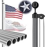 FFILY Heavy Duty 20 FT Flag Pole, Unbending 100MPH Wind Resistance, 95HBW Hard Aerospace Aluminum, In-Ground Flagpole Kit for Outside House