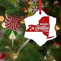 Vista 3 de American State USA States Christmas Hanging Ornament Merry Christmas Y’All Ceramic Ornament Xmas Keepsake New York Christmas Decorations Gift Xmas