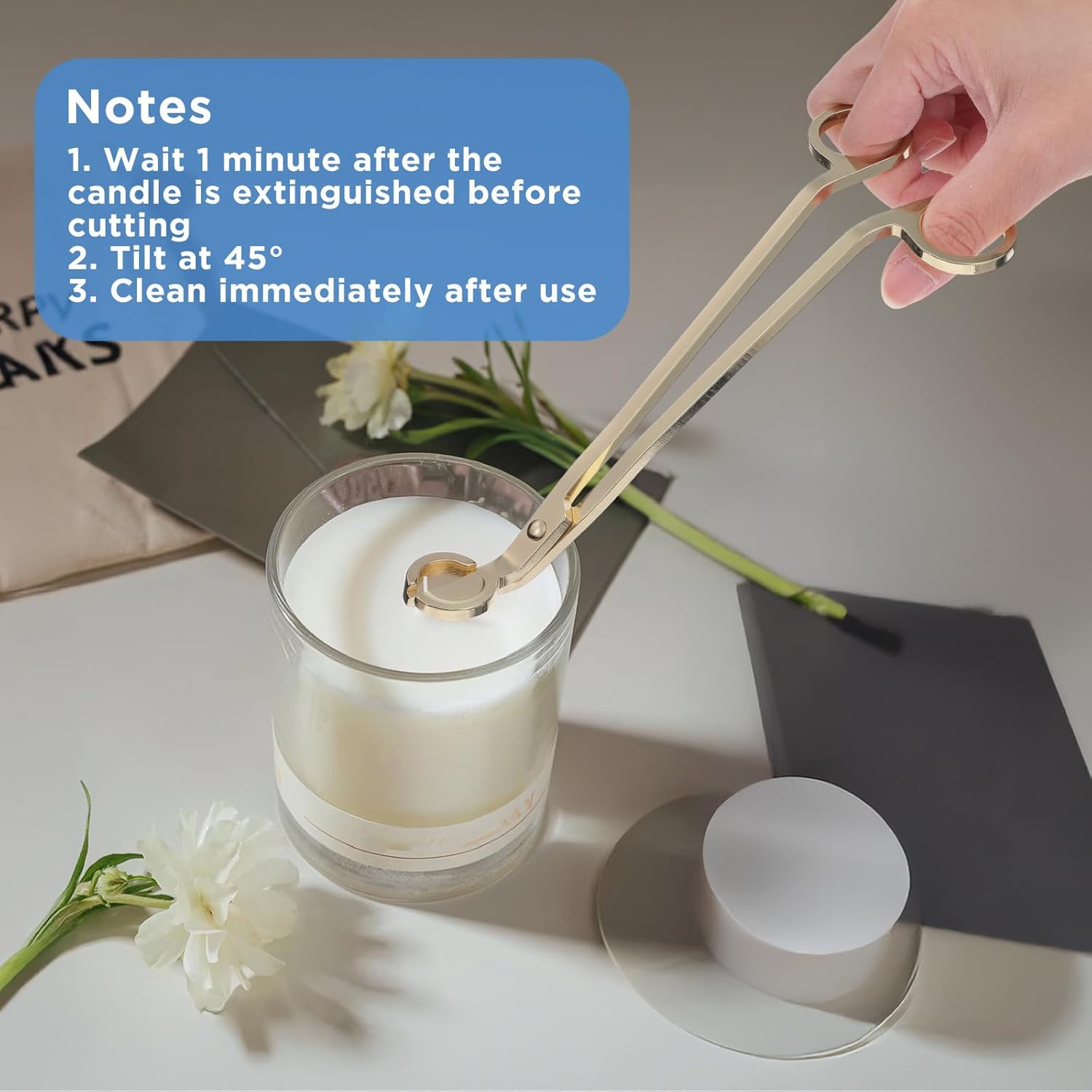 JIEYAO 10PCS Gold Stainless Steel Candle Wick Trimmers, 7 Inch Wick Cutters Candle Scissors for Cleaner Burn Prevents Soot Buildup