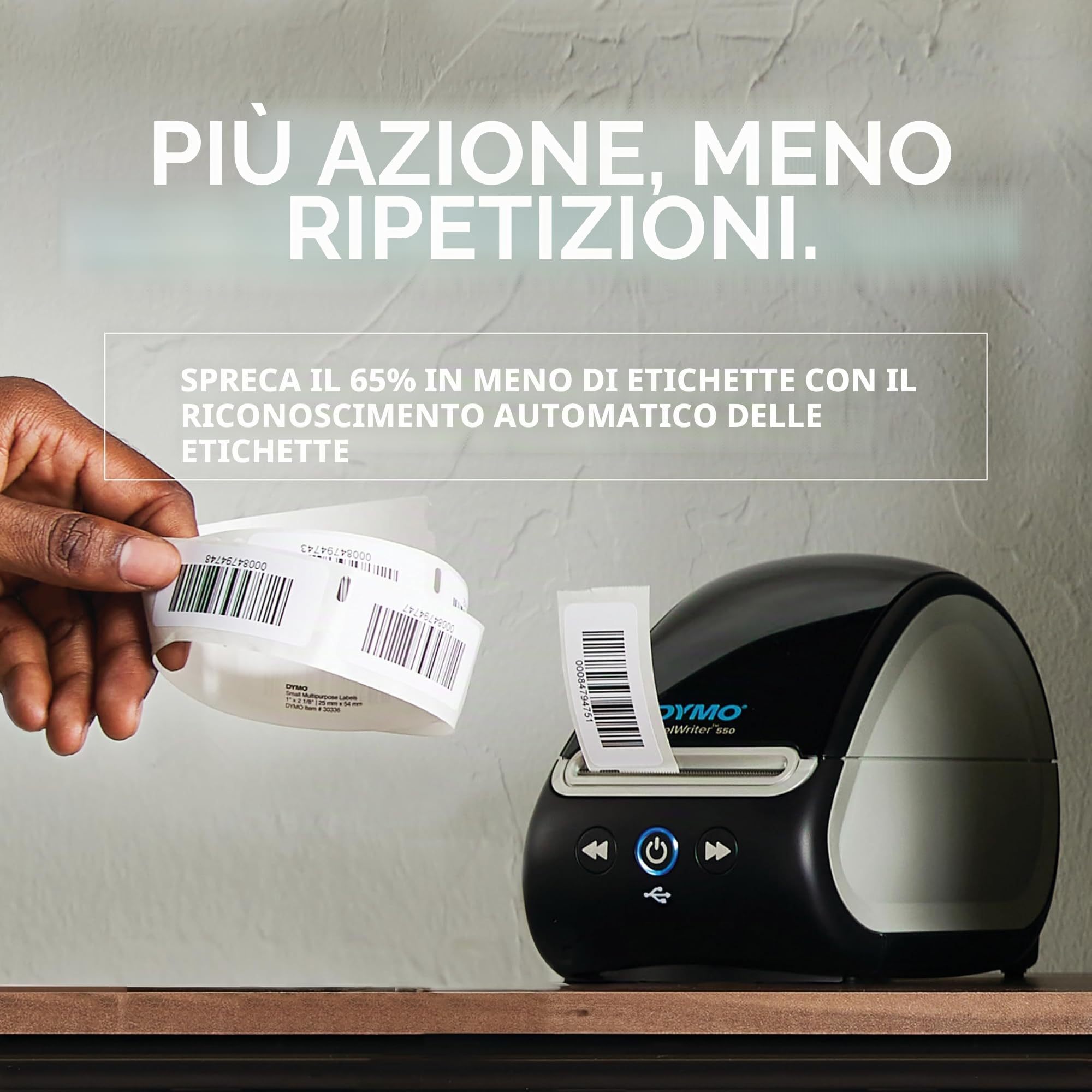 DYMO Stampante per etichette LabelWriter serie 550 con compatibilità con etichette Dymo Riconoscimento automatico Stampa termica diretta ottimizzata a basso spreco e imballaggi senza plastica