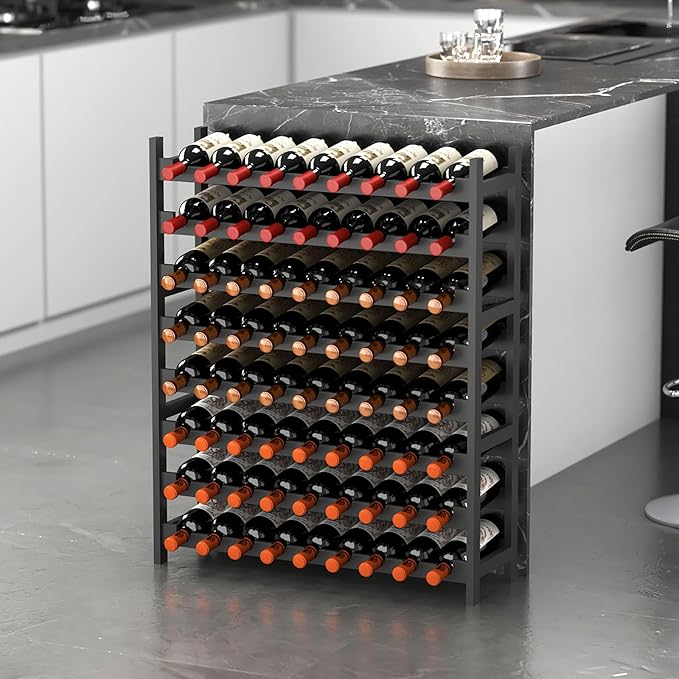 Estante para Vinos de Bambú 8 Niveles, Soporte para 69 Botellas miniatura 2