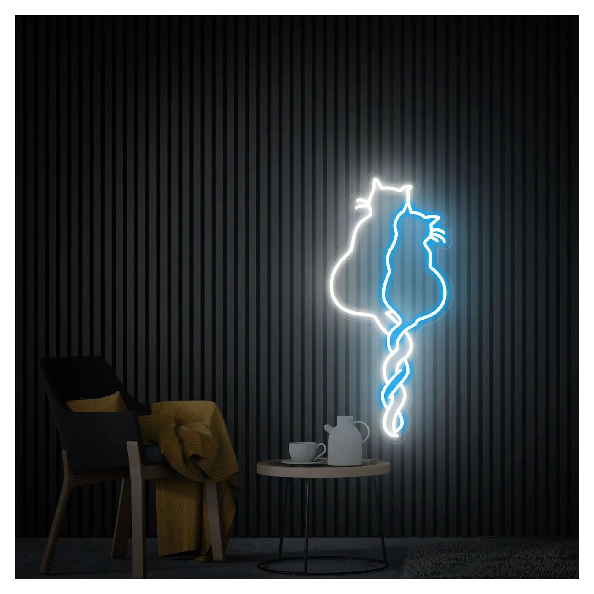 Néon Enseignes lumineuses Decor Panneau Néon Pour Chat Alimenté Par USB Pour Amoureux Des Chats Salle De Jeux Mariage Bébé Anniversaire Crèche Décoration Murale 40cmx20cm(B)