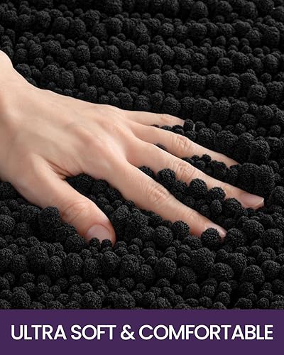 Miniatura 10 de DEXI Tapete de baño antideslizante, absorbente y suave, lavable de felpilla para bañera, inodoro, ducha, entrada, 20 x 32 pulgadas, color gris