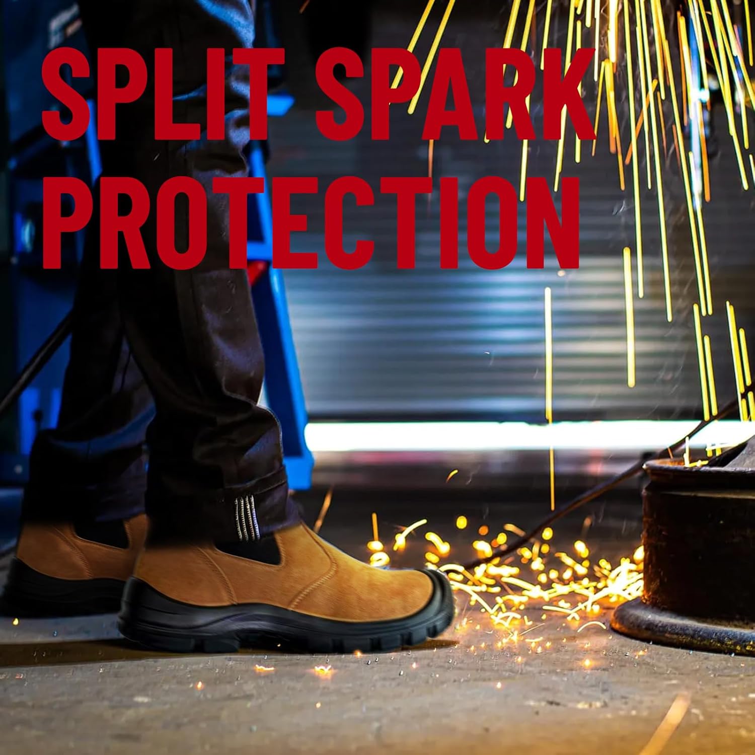 ANGRYRAM Steel Toe Slip on Work Boots for Men Waterproof Slip Resistant Fire Station Mechanic Boots Comfortable Construction Chelsea Safety Shoes - Image 3