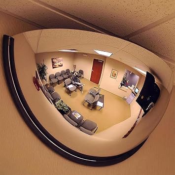 180 Panoramic Dome Mirror, Quarter Dome Security Mirror, Acrylic Safety Mirror, 1/4 Spherical Mirror for Home, Office & Shop, Easy Installation,60cm