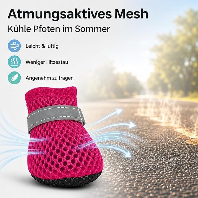 Foto 2 de 7 de 4 PCS Zapatos Perro Pequeño Verano, Protección para Las Patas De Verano, Transpirables, para Calle Caliente