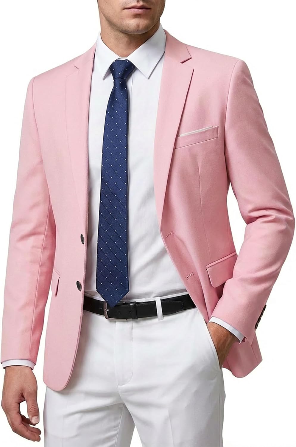 Hihawk Men's Slim Fit Blazer, Two Button Casual Solid Jacket, Daily Lightweight Sport Coat.