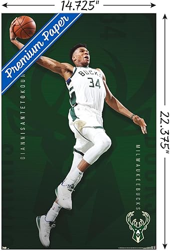 Miniatura 3 de Trends International NBA Milwaukee Bucks - Póster de pared Giannis Antetokounmpo 19, 14.725 x 22.375 pulgadas, versión premium sin marco