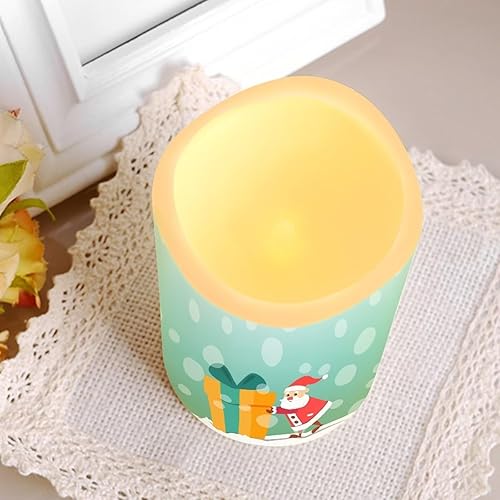 Miniatura 6 de Velas sin llama de Papá Noel con control remoto para decoración de mesa del hogar, velas de pilar de Navidad a pilas, 4 paquetes
