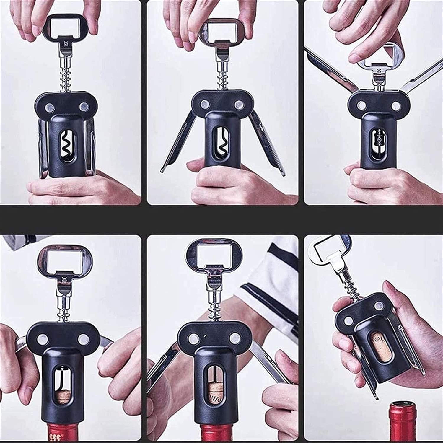 Wine Opener, Multifunctional Corkscrew Wine Bottle Opener for All Cork Stoppered and Beer Cap Bottles, Luxury Waiter Corkscrew with Stopper Set for Wine Enthusiast, Waiters