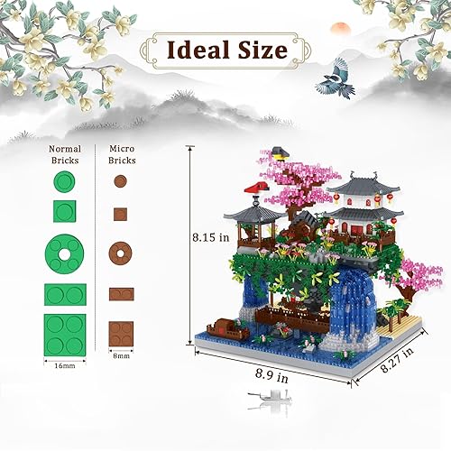 Miniatura 3 de Juego de construcción de árbol de cerezo, bloques de construcción de arquitectura china, juego de construcción de casa de árbol de Sakura japonés,
