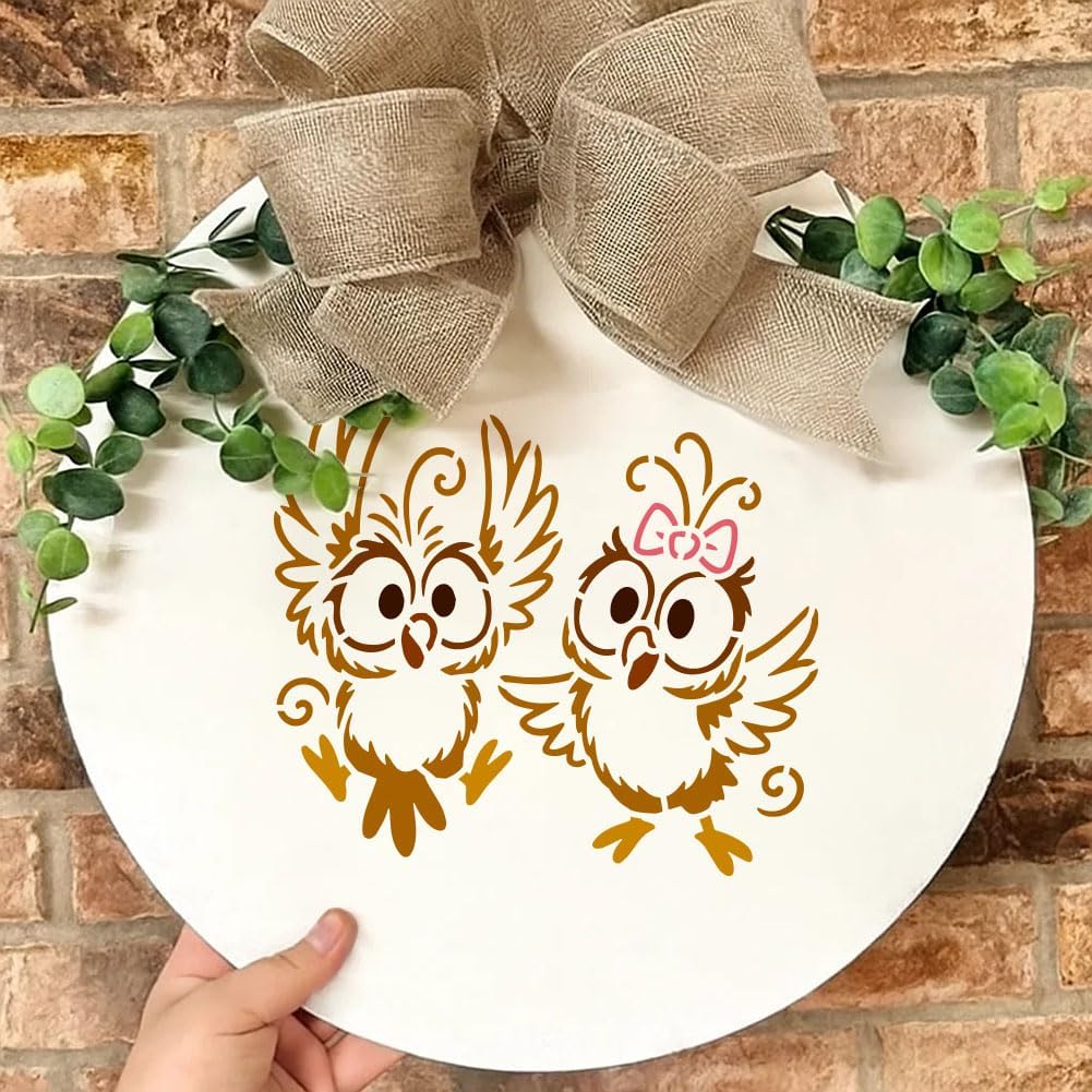 FINGERINSPIRE 4 Pcs Funny Bird Painting Stencil with Paintbrush 7.9x7.9inch Reusable Birds Silhouette Stencil Reusable Animal Theme Template Stencils for Painting on Wall Fabric Furniture DIY Craft image 5