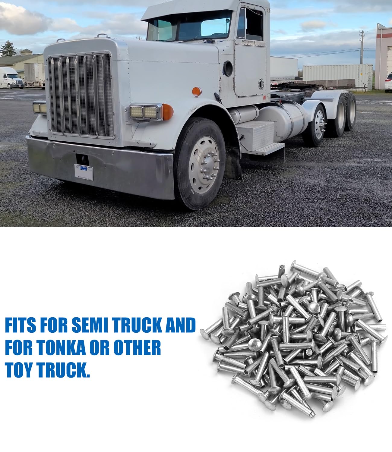 800Pcs 1/8" Diameter Tubular Rivets for Semi | Tonka Toy Truck Restoration Assortment Toy Part Assorted Sizes Applied for Car Window Vents Pinball Machines Restoration Aluminum (Bulk-8 Various Sizes)