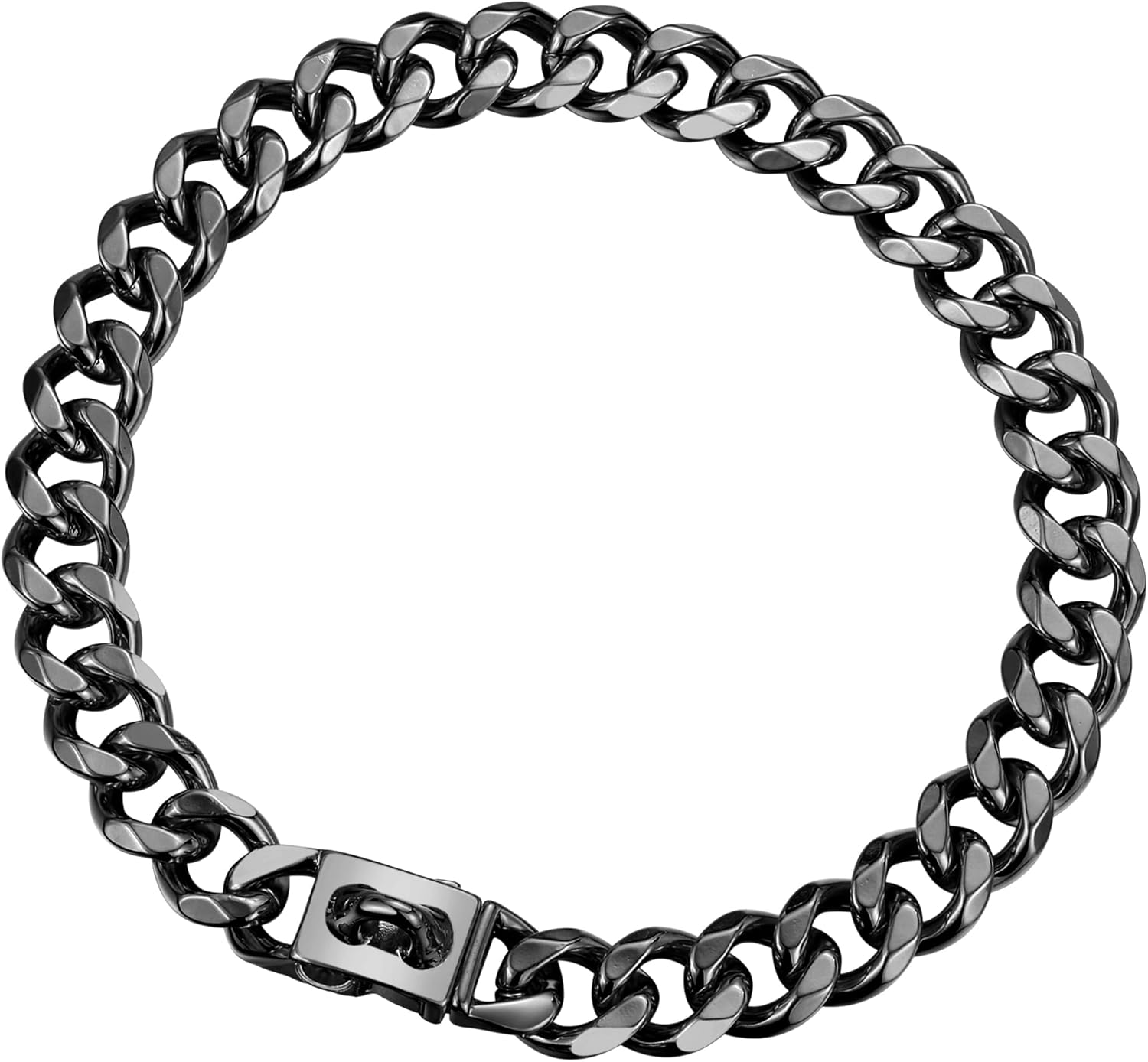 Stainless Steel Dog Chain Collar with Quick Release Buckle, Heavy Duty Anti-Rust Metal Chain Collar for Small Large Medium Dogs, Secure & Durable Dog Collar(15MM, Black, 20 Inch)
