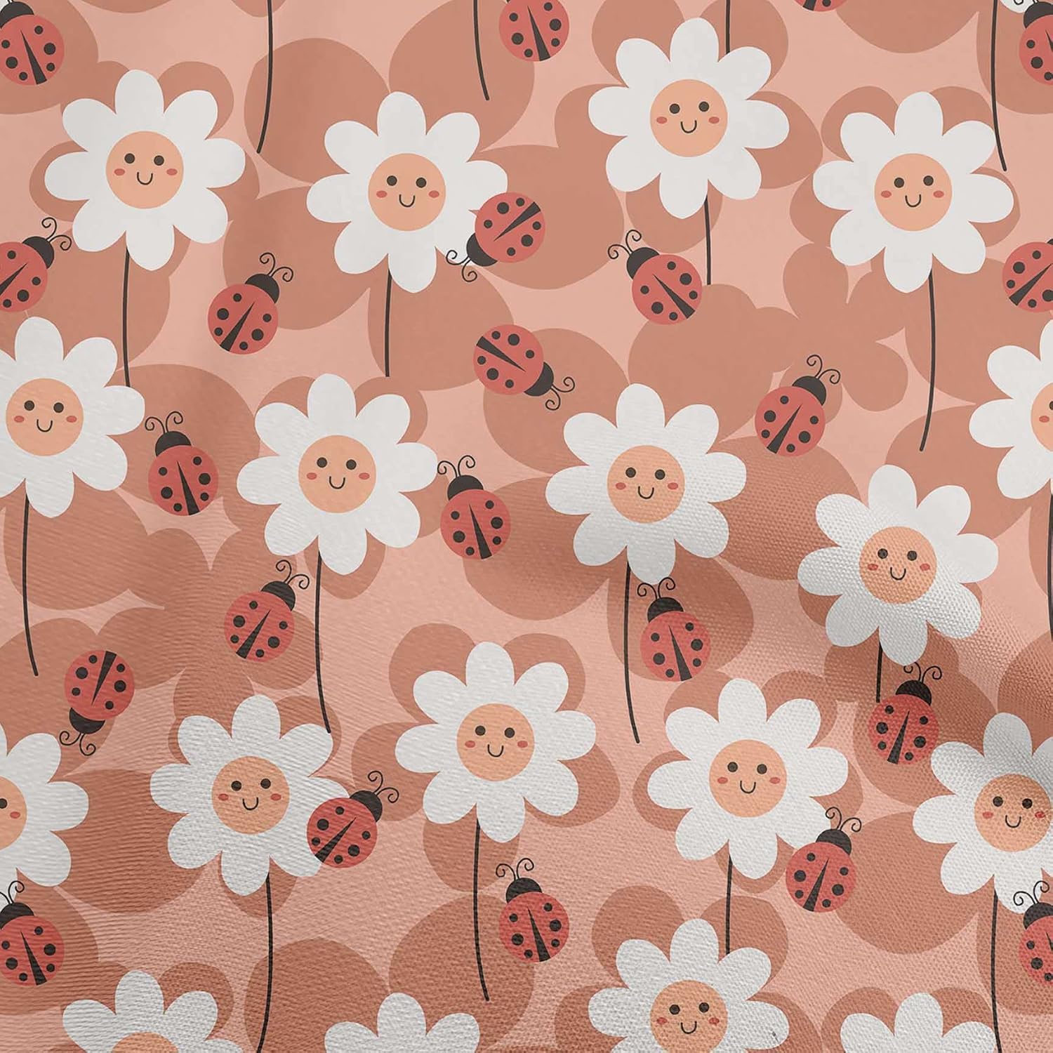 oneOone Cotton Cambric Dark Mustard Fabric Bird Ladybird Sewing Material Print Fabric By The Yard 42 Inch Wide-51
