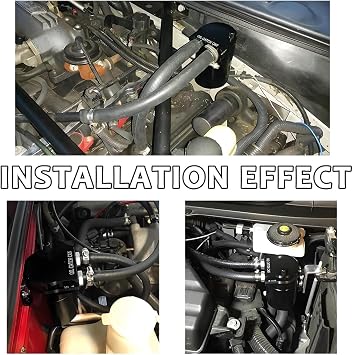 KVAEY Baffled Oil Catch Can, 300ml Oil Catch Can Tank with Breather Filter Adapters Hose Kit, 2-Port Aluminum Polish Baffled Reservoir Tank, Universal Engine Air Oil Separator Can (Black)