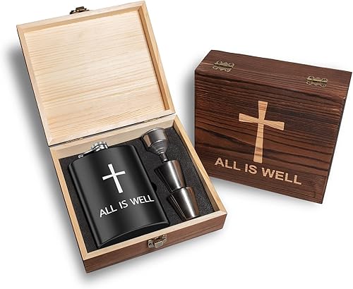 Juego de regalo de frasco impresionante con caja de madera caja de madera hecha a mano con clase 8 oz-188 frascos de acero inoxidable de grado