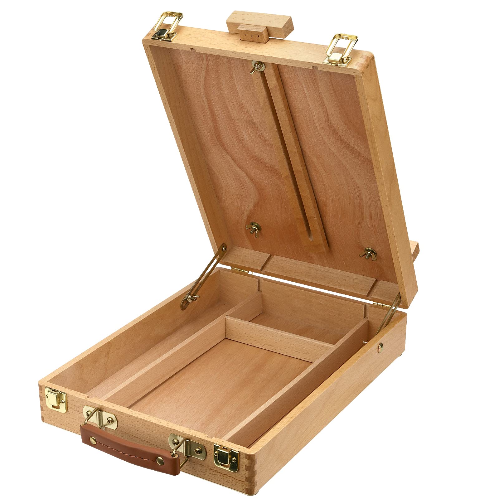 Caballete de mesa de madera, caja de almacenamiento de pintura ajustable, caballete de arte portátil para pintura, dibujo, artistas