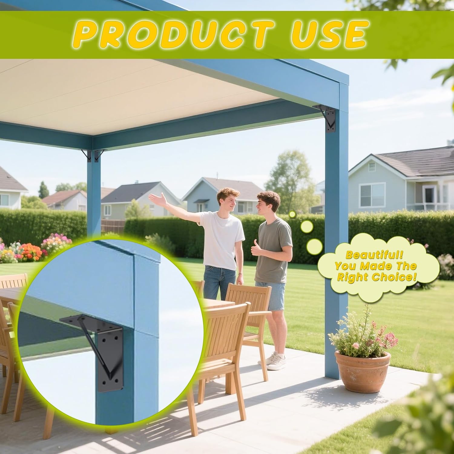 8 Pcs Metal Corner Brackets, 6"x 6"x 5" L Right Angle Brackets, L Bracket, for L Shelf Bracket, Pergola,Gazebo,Furniture Reinforcement, etc.