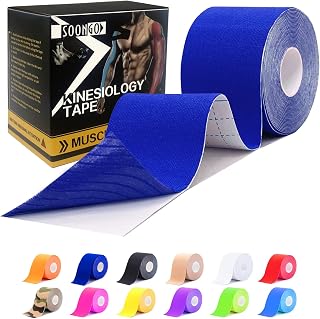 SOON GO Kinesiology Tape Pro 1/2/5 Rolls, 2 Inch High Elasticity Sports Tape Therapeutic Pain Relief–Physio Tape for Muscle Recovery & Joint Support, Waterproof & Hypoallergenic & Breathable–Dark Blue