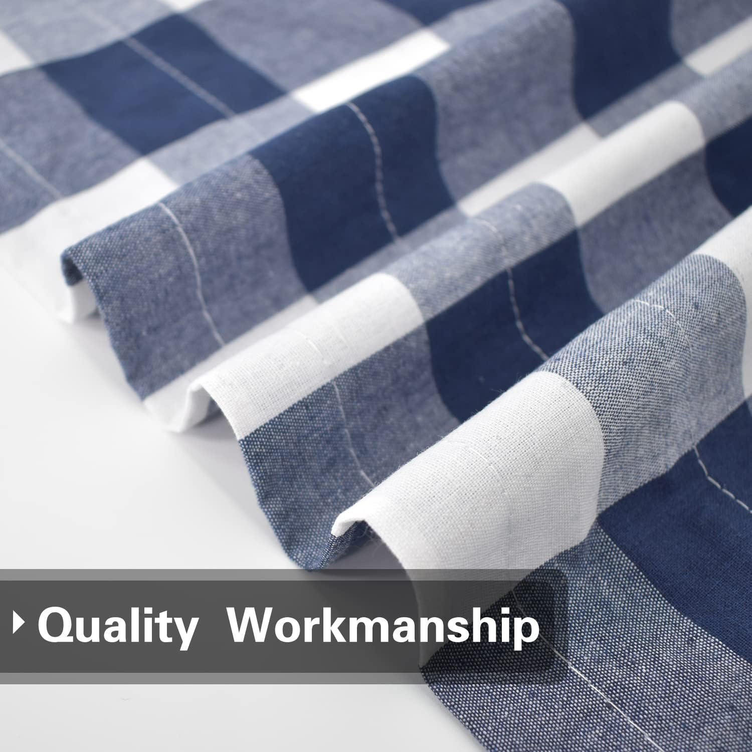 Buffalo Check Window Curtains 92 inches Long Living Room Drapes Bedroom Cotton Plaid Gingham Farmhouse Rustic Decor Curtains 2 Panels Rod Pocket Kitchen Basement Curtain Panels Navy Blue White 52"x92"