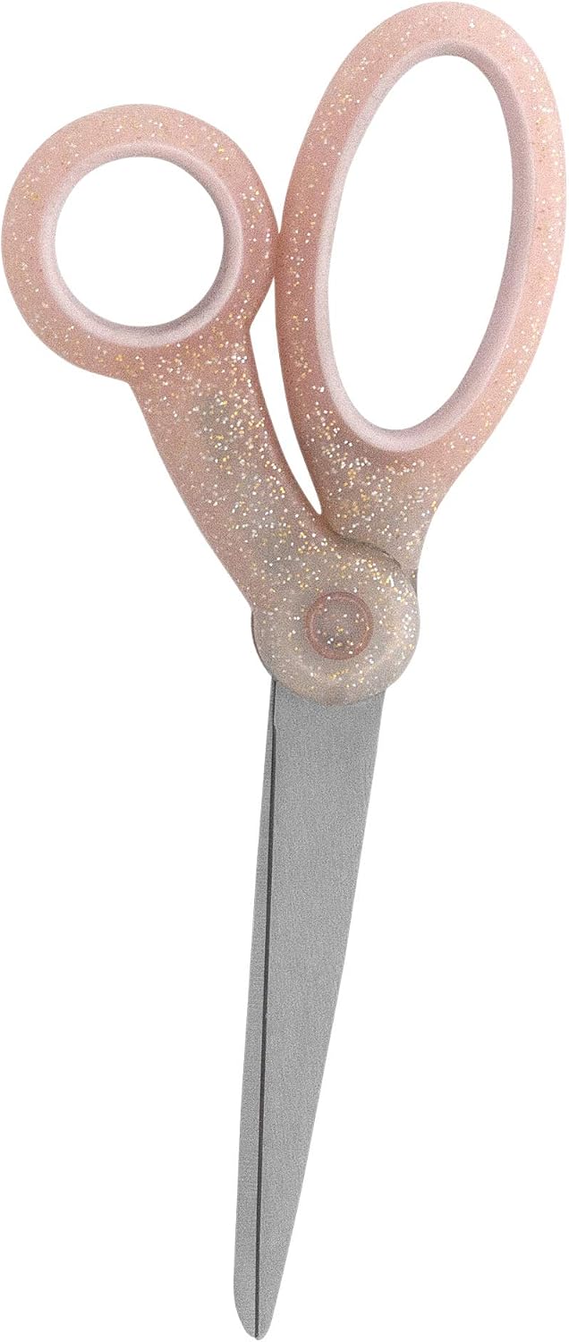 Yoobi Scissors | Adult Size | Pink Glitter Design | Great for School, Home or Office Use | Right & Left Handed Scissors (14AAIHAJABCA)