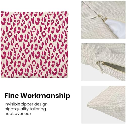 Miniatura 6 de Juego de 2 fundas de almohada de leopardo rosa intenso de 18 x 18 pulgadas, almohadas con estampado de animales de guepardo, fundas de almohada