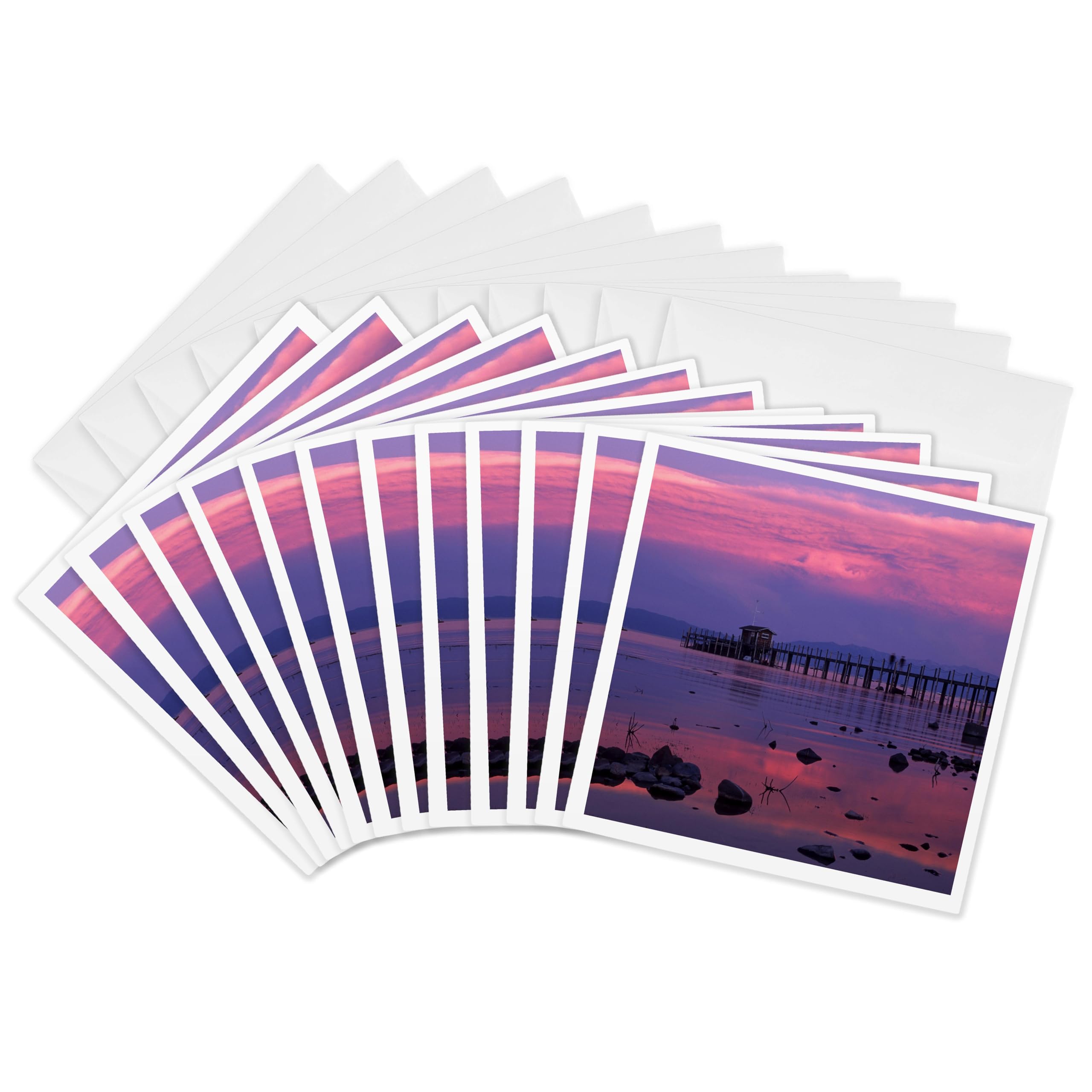 3dRose gc_88516_2 6 x 6-Inch"California Lake Tahoe, Sunset - Us05 Lho0031 - Lisa Hoffner" Greeting Card (Pack of 12)