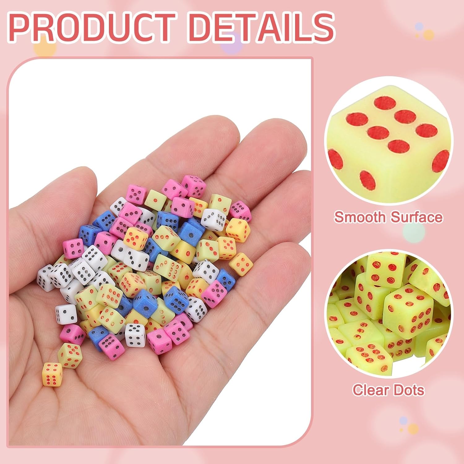 uxcell 250Pcs Mini Dice, 5mm/0.2" Acrylic Tiny Six Side Game Dot Square Dice Bulk for Table Board Game Party Activities, Green/Red