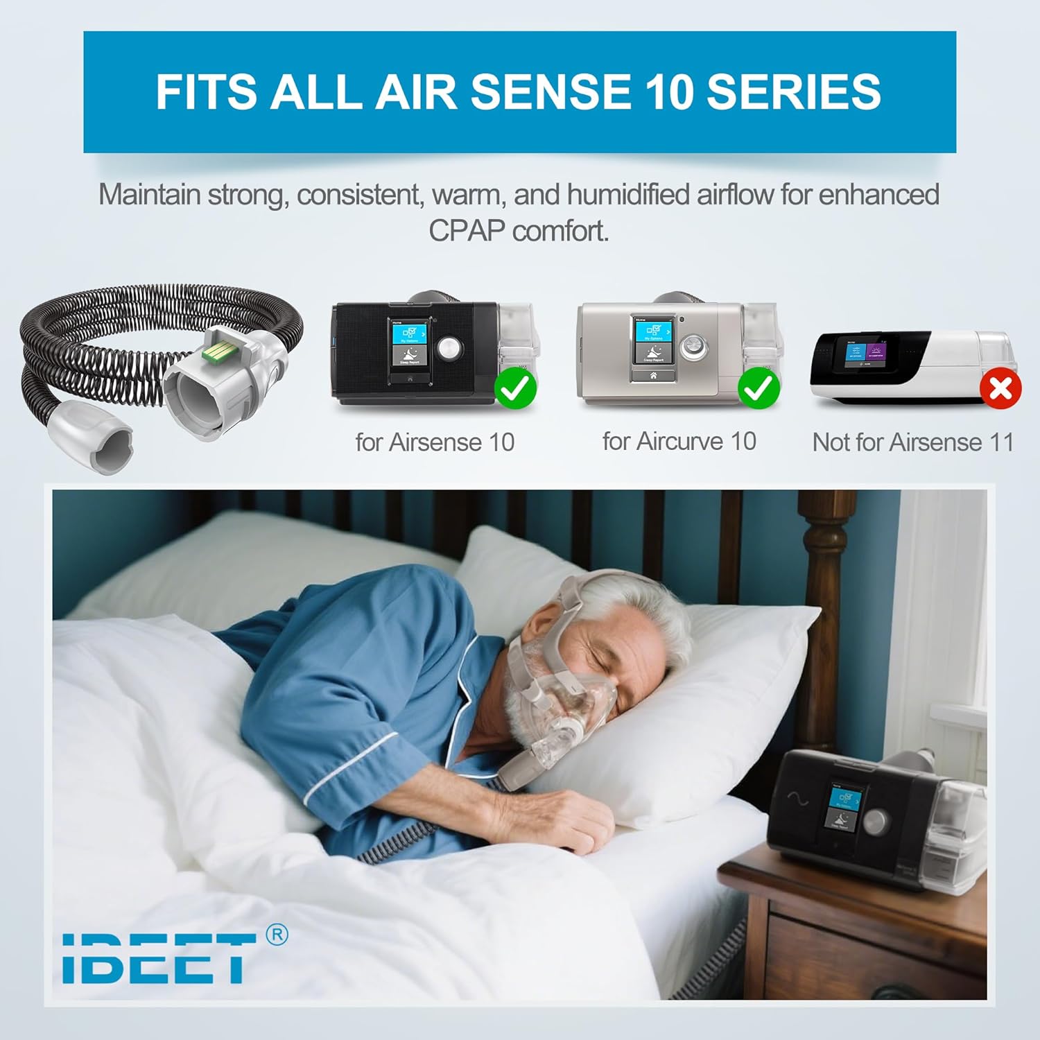 Replacement Hose for Airsense 10 Climate-Line Air Hose, 6.5FT Flexible CPAP Tube Eliminating Rainout for Enhanced Comfort Compatible with Aircurve 10, IBEET Tubing for All Air Sense 10 Series