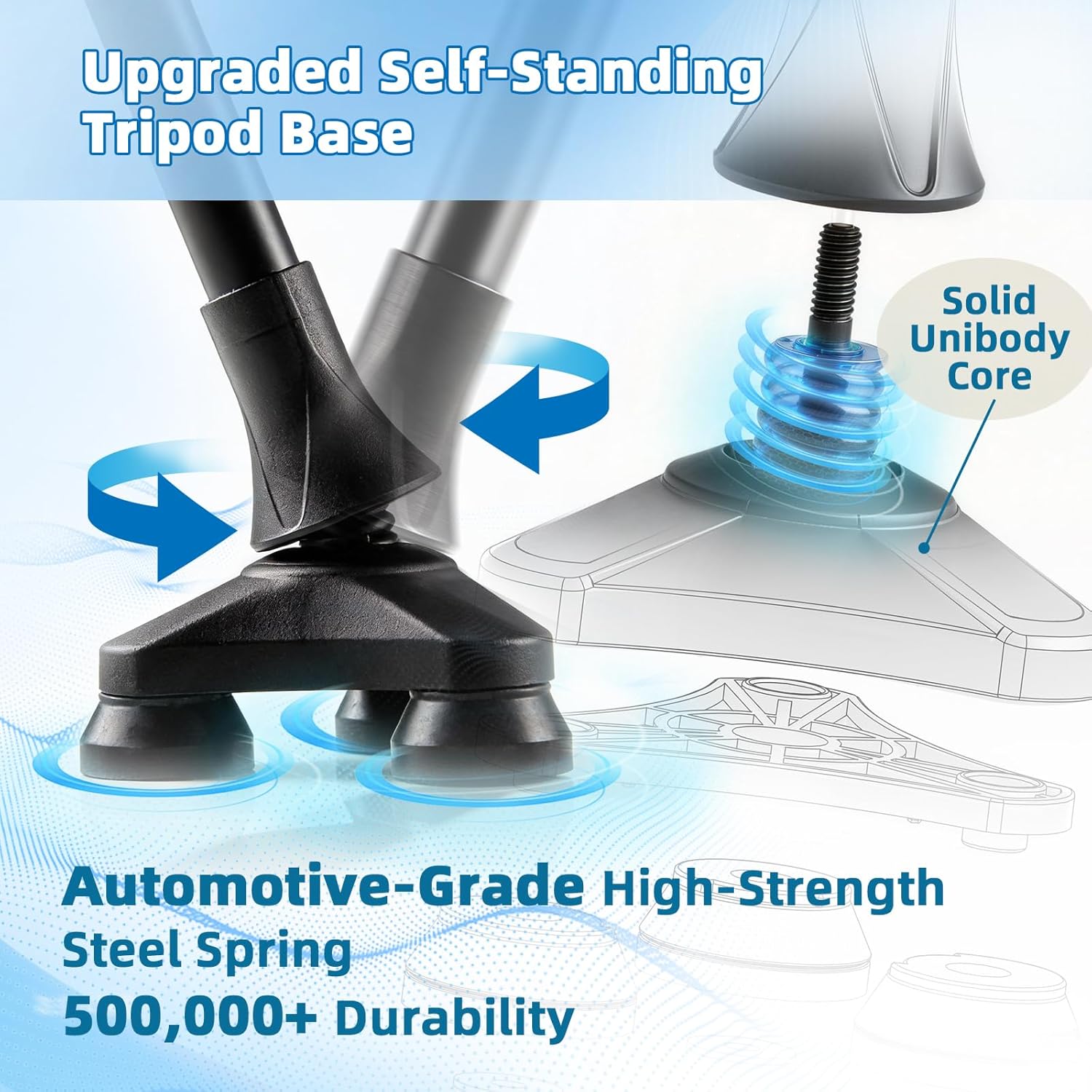 Heavy-Duty Series Folding Freedom Walking Cane – Elastic Self-Standing Tripod Base (2026 Upgraded), 400 lbs Capacity, Ergonomic Soft-Grip Handle, Collapsible & Adjustable Canes for Stability