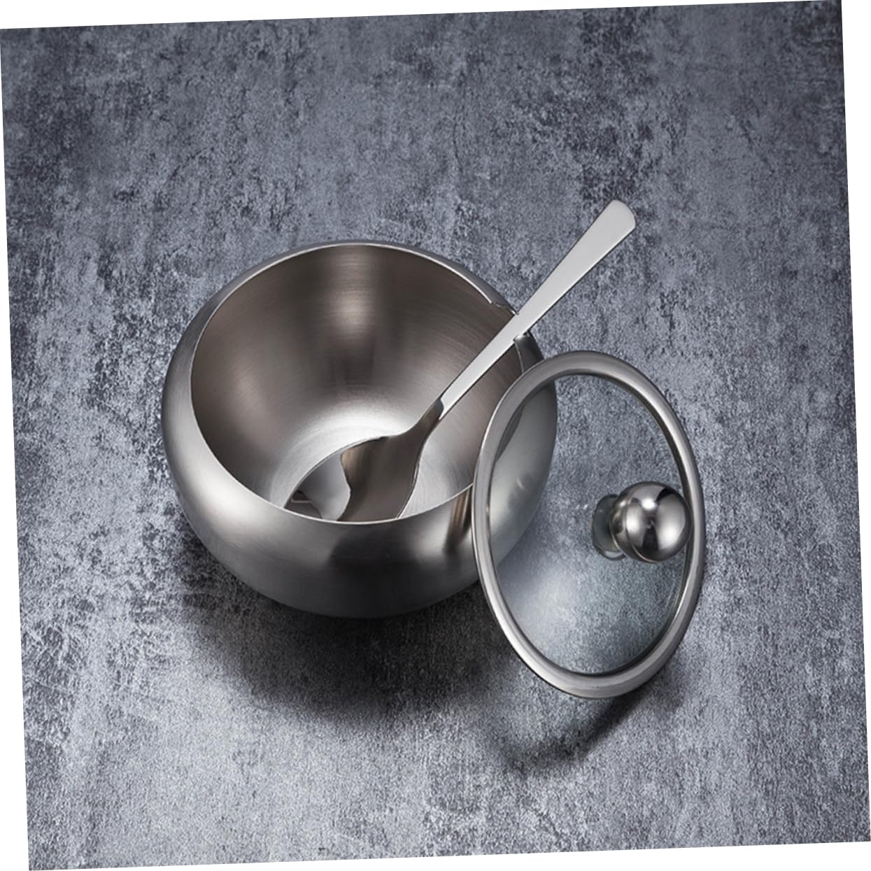 Cabilock 3 Juegos Dispensador De Jarabe Bol Paquetes Tarro De Galletas Recipientes Para Condimentos Con Tapa Tarro De Pepinillos Tarro De Dulces Cedazo Frasco Papelera Bandeja Silver Vidrio
