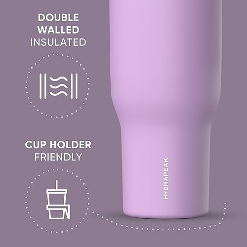 Miniatura 3 de Hydrapeak Voyager - Vaso de 40 onzas con asa y tapa con pajilla vasos aislados de acero inoxidable taza de viaje para bebidas calientes y frías taza