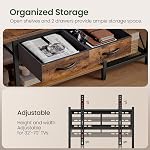 CHOEZON TV Stand with Mount, Power Outlet and LED Light, Entertainment Center, Adjustable TV Stand, for 32-70 inch TVs, 2-Tier Storage, for Living Room, Bedroom, Rustic Brown and Black TDS13UDBF