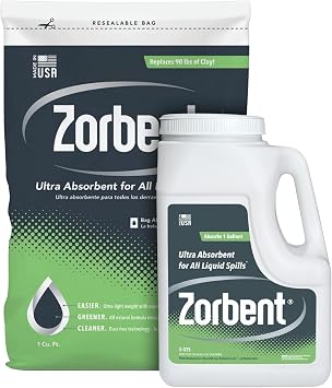Zorbent Oil Spill Absorbent - 5 Quart Jug + 1 Cu Ft Bag, Non-Toxic, Low-Dust, with Cleaning Agent. For Fast Industrial Spill Cleanup ASIN SKU B0CW2DNV2S 39-RSZD-6D3B Quantity Available Quantity in