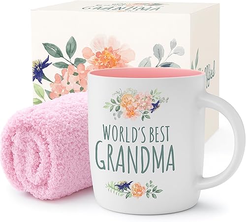 Triple Gifffted Ideas de regalos para la abuela de los nietos, taza de café y calcetines de nieto, nieta, cumpleaños de abuelo, Navidad, día de la