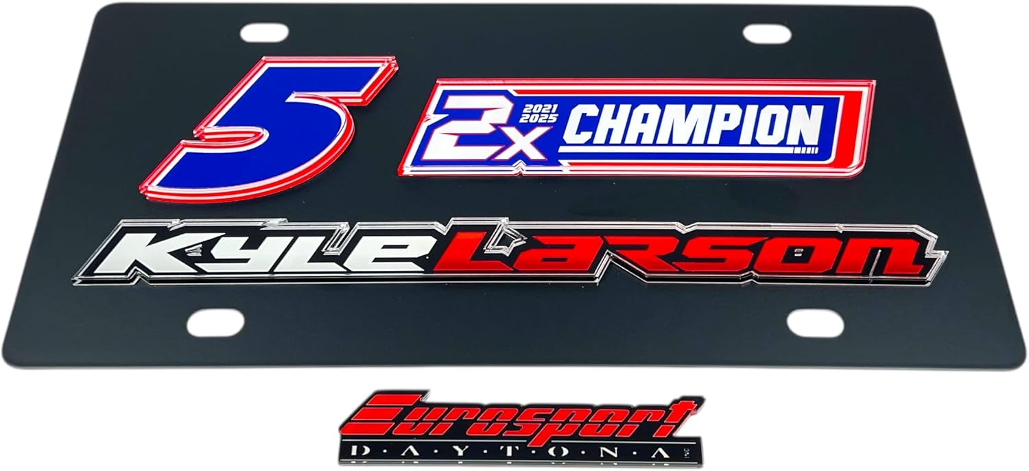Eurosport Daytona - Compatible with - Hendrick Motorsports - Kyle Larson - 2X Champion Carbon Steel License Plate