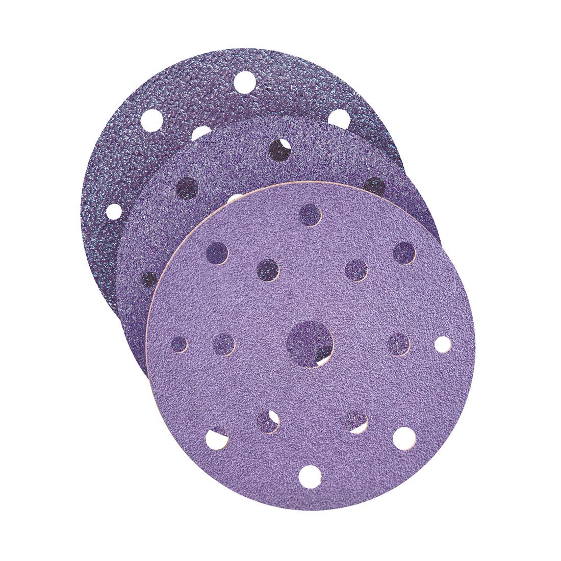 Dischi abrasivi 150 mm, 15 fori (50 Pz.) G150 | p. levigatrici rotorbitali, miscela di ceramica, supporto a gancio e anello