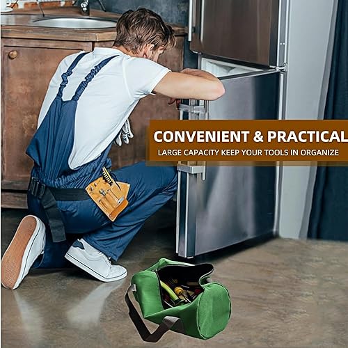 Miniatura 2 de BLIRITEL Bolsa de herramientas pequeña de 12 pulgadas para hombres, bolsa de herramientas de boca ancha de gran capacidad, bolsa de almacenamiento