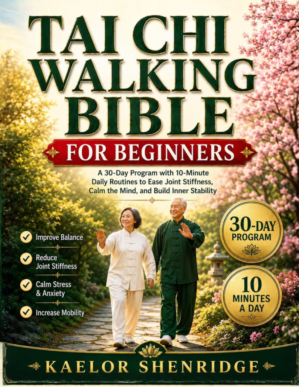 Tai Chi Walking Bible for Beginners: A 30-Day Program with 10-Minute Daily Routines to Ease Joint Stiffness, Calm the Mind, and Build Inner Stability
