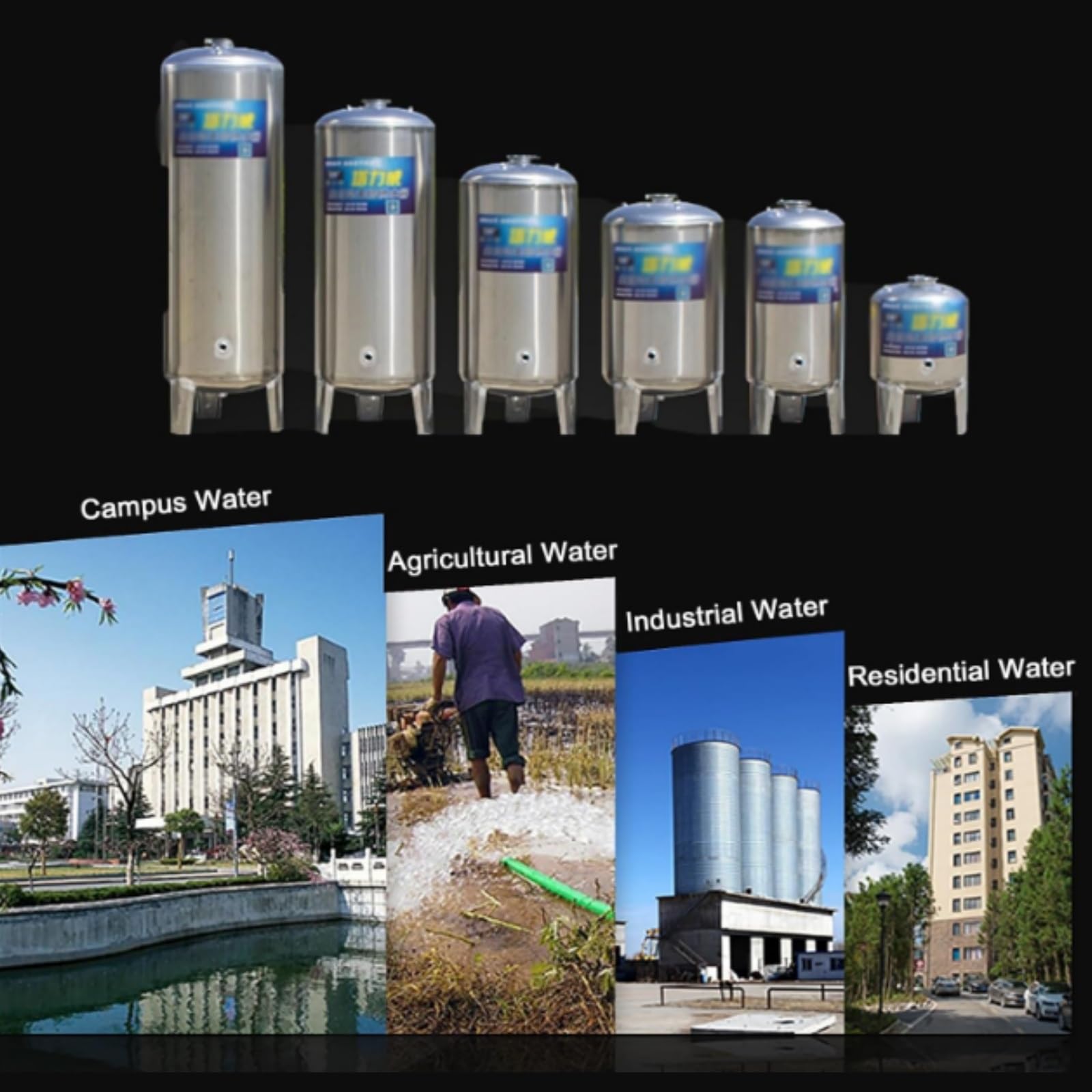 Serbatoio a pressione verticale per uso domestico, serbatoio a pressione in acciaio inossidabile, costruzione resistente, adatto per uso domestico/agricolo/industriale