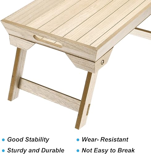 Miniatura 4 de PATIKIL Bandeja de desayuno de 17.7 x 11.0 x 8.7 in, paquete de 2 bandejas de cama con patas plegables, bandeja portátil de madera para servir,