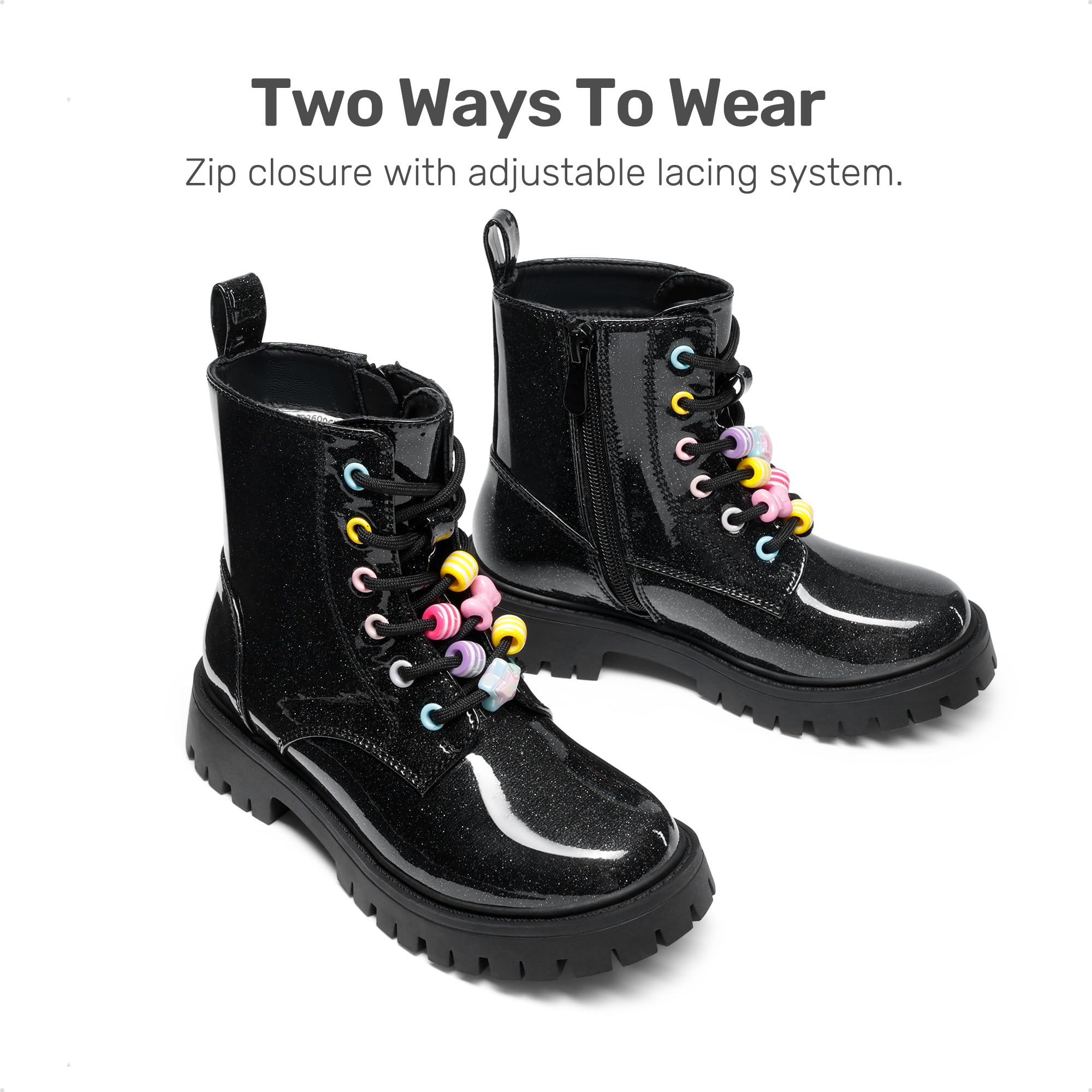 DREAM PAIRS Stivali Combat Bambina Allacciati